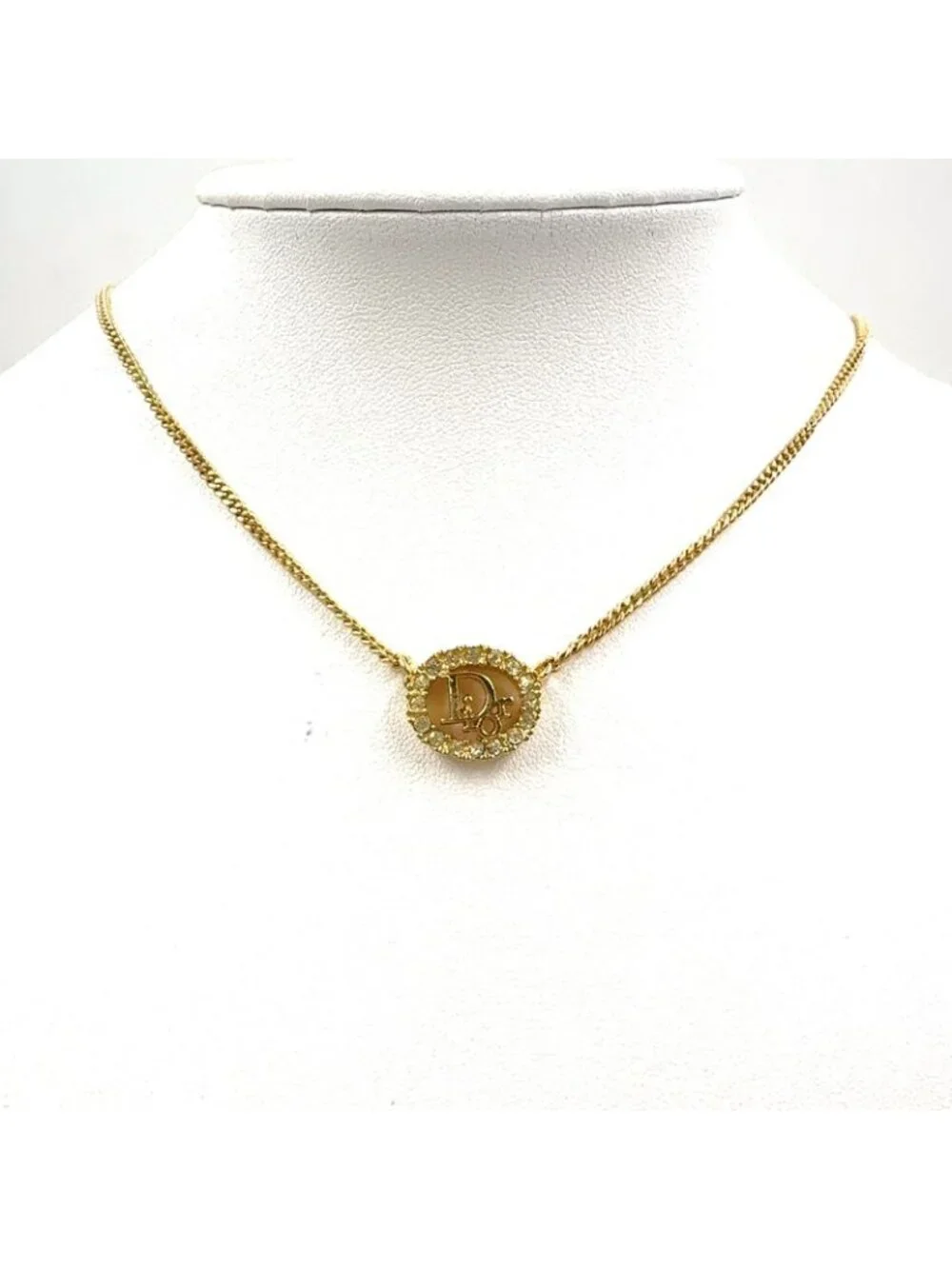 ★SOLD★ Dior Line Stone Logo Gold Necklace - Picture 8 of 9